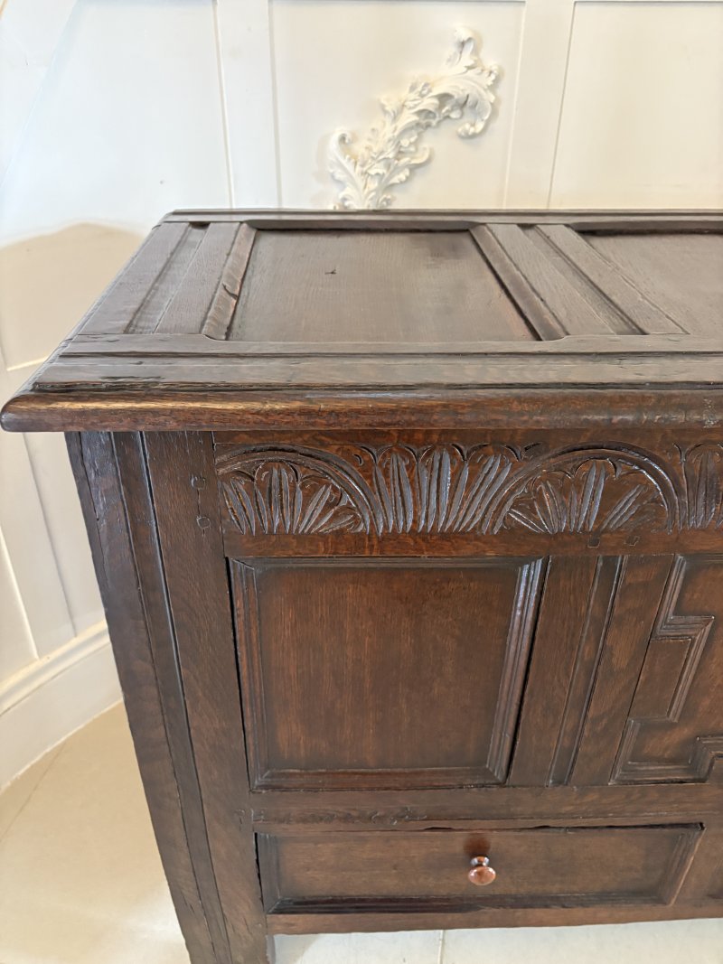 Antique 17th Century Quality Oak Mule Chest - Image 18